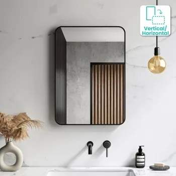 Essence Black Framed Rectangular Bathroom Mirror 700x500mm
