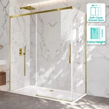 Lisbon Brushed Brass 8mm Sliding Shower Enclosure 1800x900mm