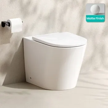 Loma Matt White Rimless Back To Wall Toilet With Premium Soft Close Seat