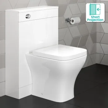 Avon & Trent Gloss White Slimline Back To Wall Unit and Atlanta Toilet