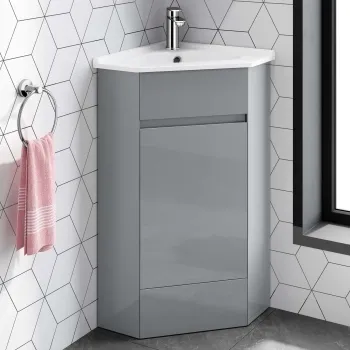 Trent Stone Grey Corner Basin Vanity 400mm