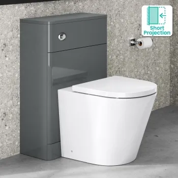 Corsica Curved Storm Grey Slimline Back To Wall Unit and Boston Toilet
