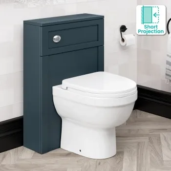 Bermuda Traditional Inky Blue Slimline Back To Wall Unit and Seattle Toilet