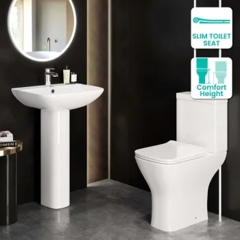 Atlanta Comfort Close Coupled Toilet & Pedestal Basin Set