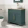 Lucia Midnight Green Vanity with Oak Effect Top & Curved Counter Top Basin 840mm - Brass Knurled Handles