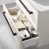 Omaha Linen White Wall Hung Drawer Vanity with Marble Top & Curved Counter Top Basin 800mm - Black Accents
