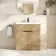 Havana Fluted Country Oak Basin Vanity 800mm - Black Accents