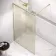 Lyon Brushed Brass 8mm Laminated Wet Room Shower Glass Panel with Gold Mesh Inlay 1100mm