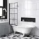Abingdon 1700 Roll Top Shower Bath - White Ball Feet & 6mm Easy Clean Matt Black Grid Screen