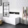 Stafford 1600x700 Round Shower Bath & 6mm Easy Clean Matt Black Grid Bath Screen