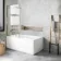 Dover 1600x750 Keyhole Shower Bath & 6mm Easy Clean Brushed Brass Framed Bath Screen