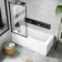Dover 1700x750 Keyhole Shower Bath & 6mm Easy Clean Matt Black Framed Bath Screen