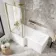 L Shaped 1700 Shower Bath & 6mm Easy Clean Brushed Brass Bath Screen - Left Handed