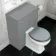 Hudson Traditional Back To Wall Toilet With Dove Grey Wooden Seat - Brushed Brass Hinges