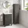 Bermuda Graphite Grey Floor Standing Tall Cabinet 1500x350mm - Brass Knurled Handles