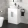Avon Gloss White Vanity with Marble Top & Curved Counter Top Basin 600mm - Black Accents