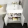 Monaco Chalk White Basin Vanity and Back To Wall Toilet Unit 1200mm (Excludes Pan & Cistern) - Brass Knurled Handles