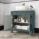 Bermuda Midnight Green Vanity with Marble Top & Curved Counter Top Basin 800mm - Brass Knurled Handles