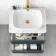 Corsica Inky Blue Wall Hung Drawer Vanity with Marble Top & Curved Counter Top Basin 600mm