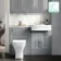 Monaco Dove Grey Combination Vanity Traditional Basin with Marble Top & Atlanta Toilet 1200mm - Brushed Brass Accents
