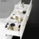 Elba Gloss White Wall Hung Drawer with Marble Top 1200mm Excludes Basins - Brushed Brass Accents