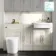 Monaco Chalk White Combination Vanity Traditional Basin with Marble Top and Boston Toilet 1500mm - Brass Knurled Handles