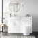 Harper Gloss White Combination Vanity Basin and Tucson Toilet 1200mm - Brushed Brass Accents - Left Handed