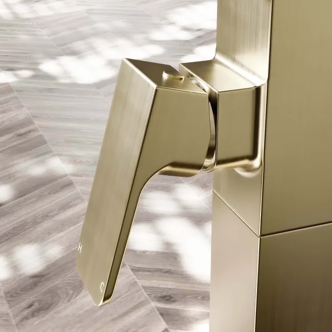 Soar Brushed Brass Freestanding Bath Shower Mixer Tap