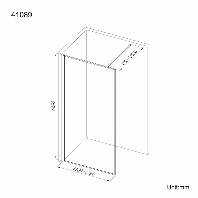 Munich Matt Black Framed Easy Clean 8mm Wet Room Shower Glass Panel 1200mm
