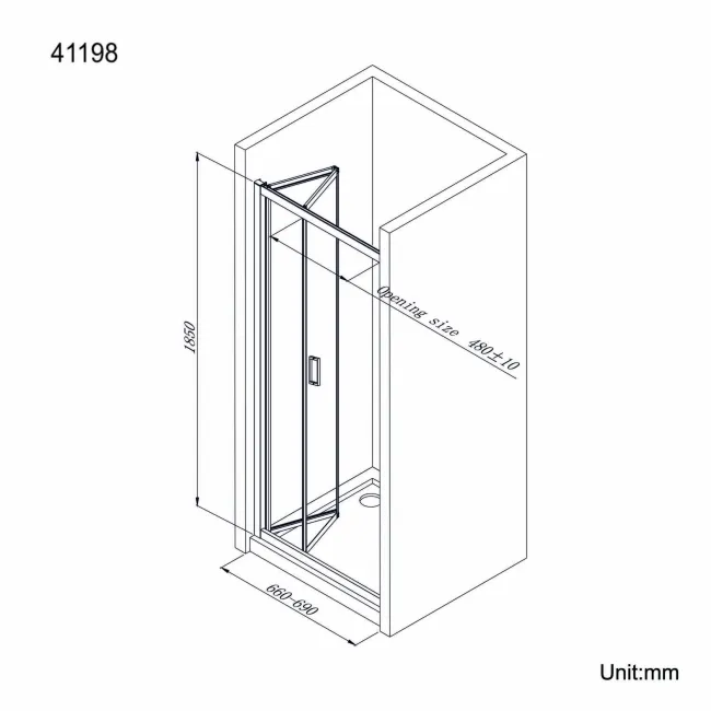 London Matt Black 6mm Bifold Shower Door 700mm