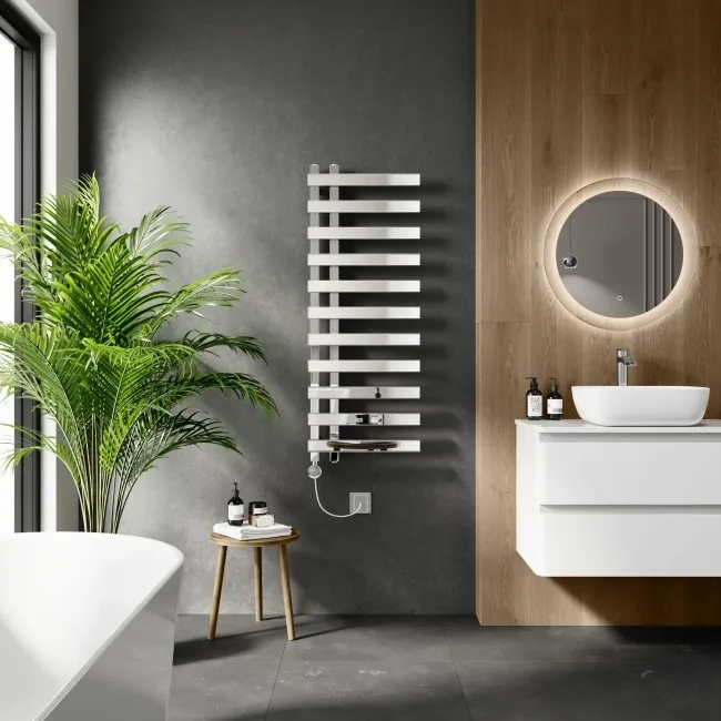 Palermo Electric Chrome Designer Heated Towel Rail 1200x450mm