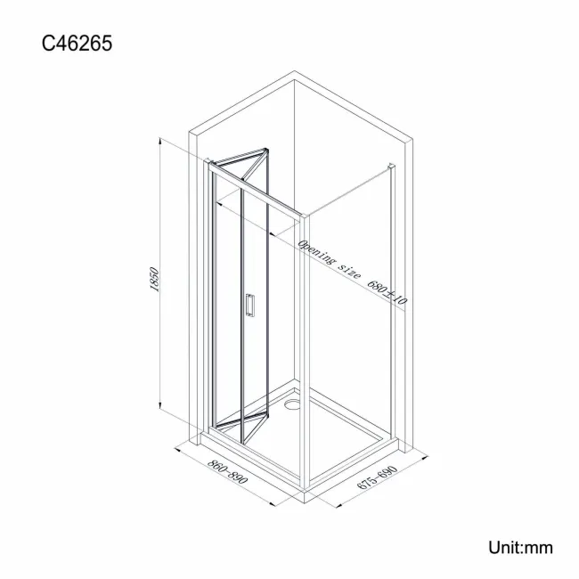London Matt Black 6mm Bifold Shower Enclosure 900x700mm