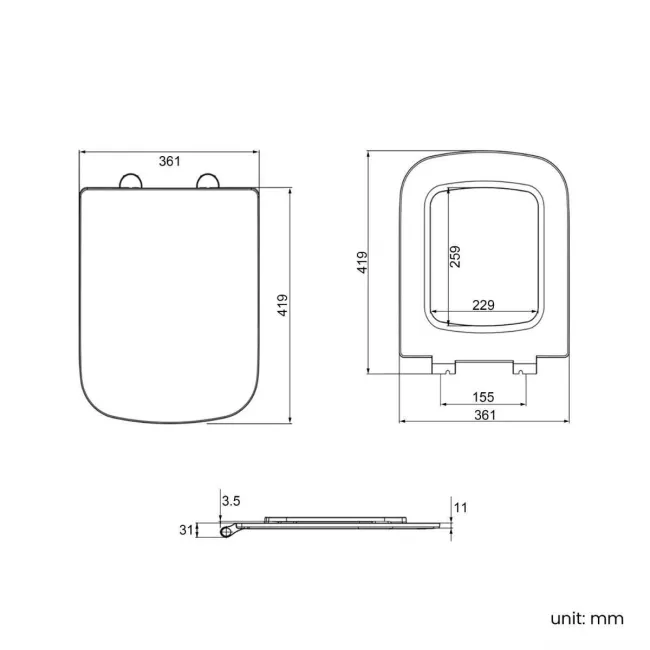 Dallas Rimless Close Coupled Toilet With Slim Soft Close Seat
