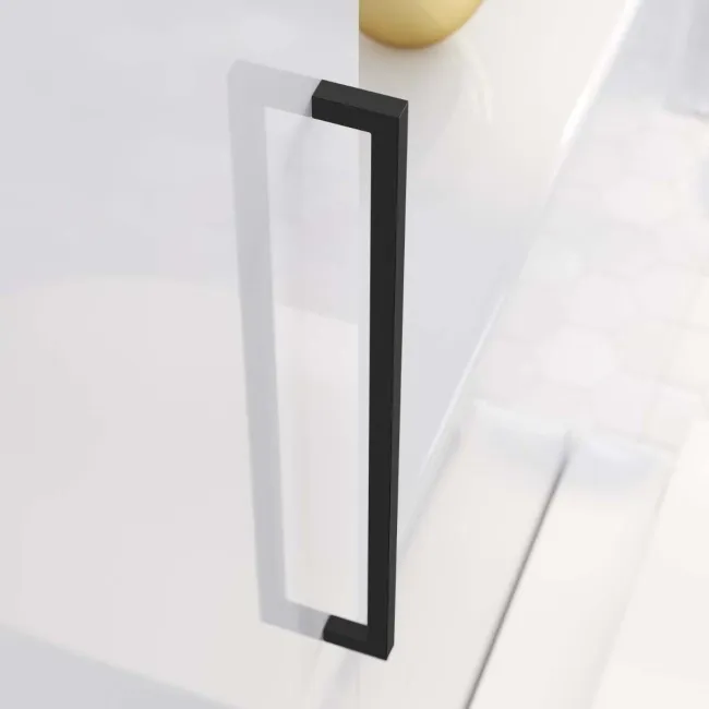 Harper Gloss White Floor Standing Tall Cabinet 1900x300mm - Black Accents  