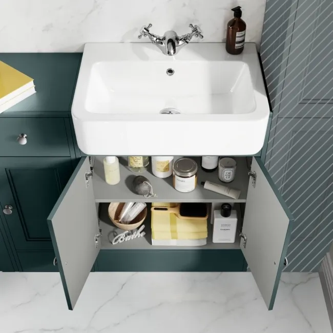 Monaco Midnight Green Basin Vanity and Back To Wall Unit 1500mm (Excludes Pan & Cistern)