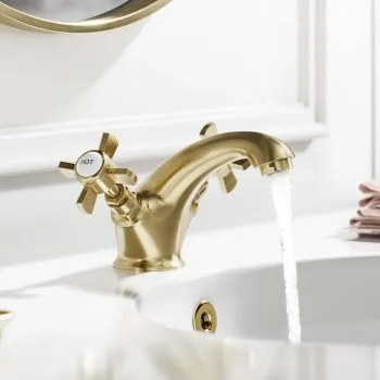 Nene Traditional Brushed Brass Basin Mixer Tap