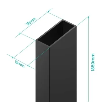 London 15mm Matt Black Extension Profile 1850mm Height