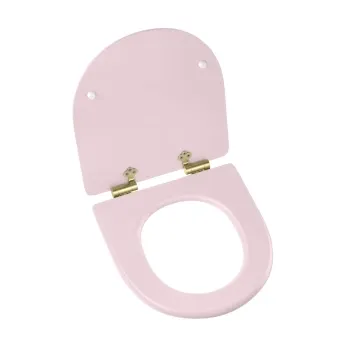 Kansas Traditional Cashmere Pink Wooden Soft Close Seat with Brushed Brass Hinges