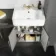 Monaco Graphite Grey Combination Vanity Basin and Boston Toilet 1500mm - Brass Knurled Handles