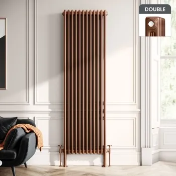Athens Antique Copper Double Column Vertical Traditional Radiator 1800x560mm