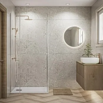 Trepanel Aqua® Matt Ivory Travertine Effect PVC Shower Wall Panel