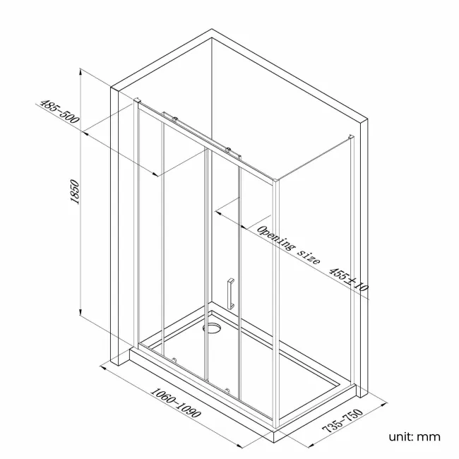 London Brushed Brass 6mm Sliding Shower Enclosure 1100x760mm