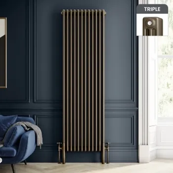 Athens Antique Gold Triple Column Vertical Traditional Radiator 1800x560mm