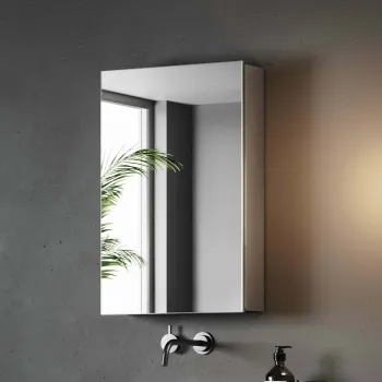 Elena Cloakroom Stainless Steel Mirror Cabinet 600x400mm