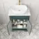 Lucia Midnight Green Vanity with Marble Top & Curved Counter Top Basin 640mm - Brass Knurled Handles