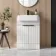 Sicily Fluted Coastal White Vanity with Semi Recessed Basin 600mm - Black Accents