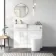 100% Waterproof - Harper Gloss White PVC Vanity with Semi Recessed Basin 500mm - Brushed Brass Accents