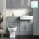 Monaco Dove Grey Combination Vanity Traditional Basin and Hudson Toilet with Wooden Seat 1200mm - Brass Knurled Handles
