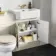 Monaco Chalk White Combination Vanity Traditional Basin with Marble Top & Hudson Toilet with Wooden Seat 1200mm - Brass Knurled Handles
