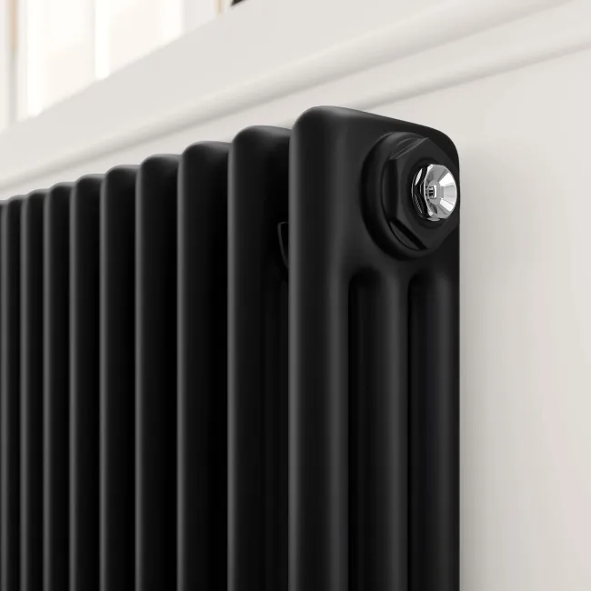 Athens Matt Black Triple Column Horizontal Traditional Radiator 450x1415mm